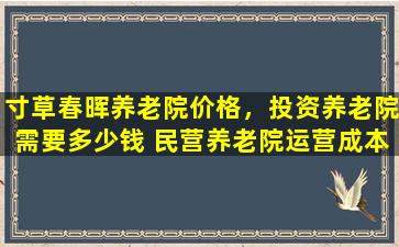 寸草春晖养老院价格，投资养老院需要* 民营养老院运营成本分析